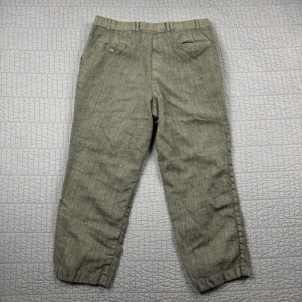 Vintage Ralph Lauren Dress Pants Men's 34x25 Brown Wool‎ Blend Pleated Cropped